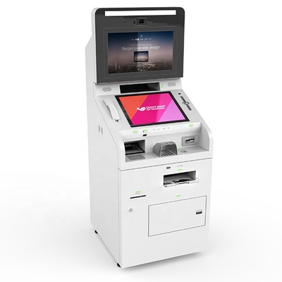 El quiosco video de la máquina de la caja del banco para la tarjeta dispensa el depósito del dinero para retirar servicio de la transferencia