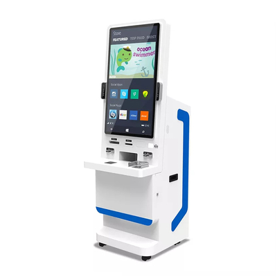 Terminal de reconocimiento facial de asistencia de quiosco de pago de autoservicio de pantalla de 32 "con sistema de medición de temperatura