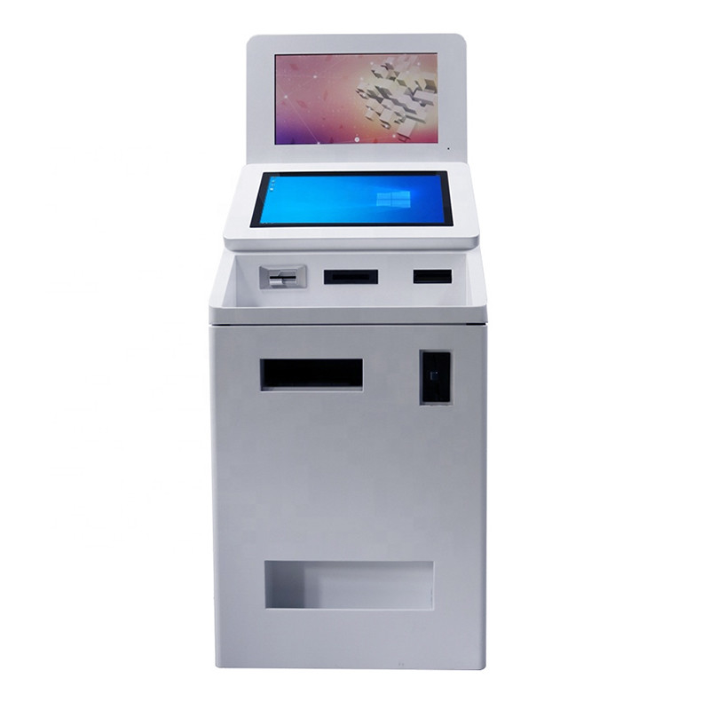 Lector de tarjetas dual del escáner del tamaño de pantalla QR Cash y máquina de dispensación del quiosco del cajero automático del pago del servicio del uno mismo de la moneda