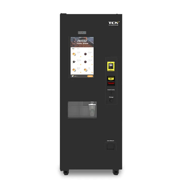 Máquina expendedora de café o té caliente o helada al aire libre con pantalla inteligente de 20 pulgadas
